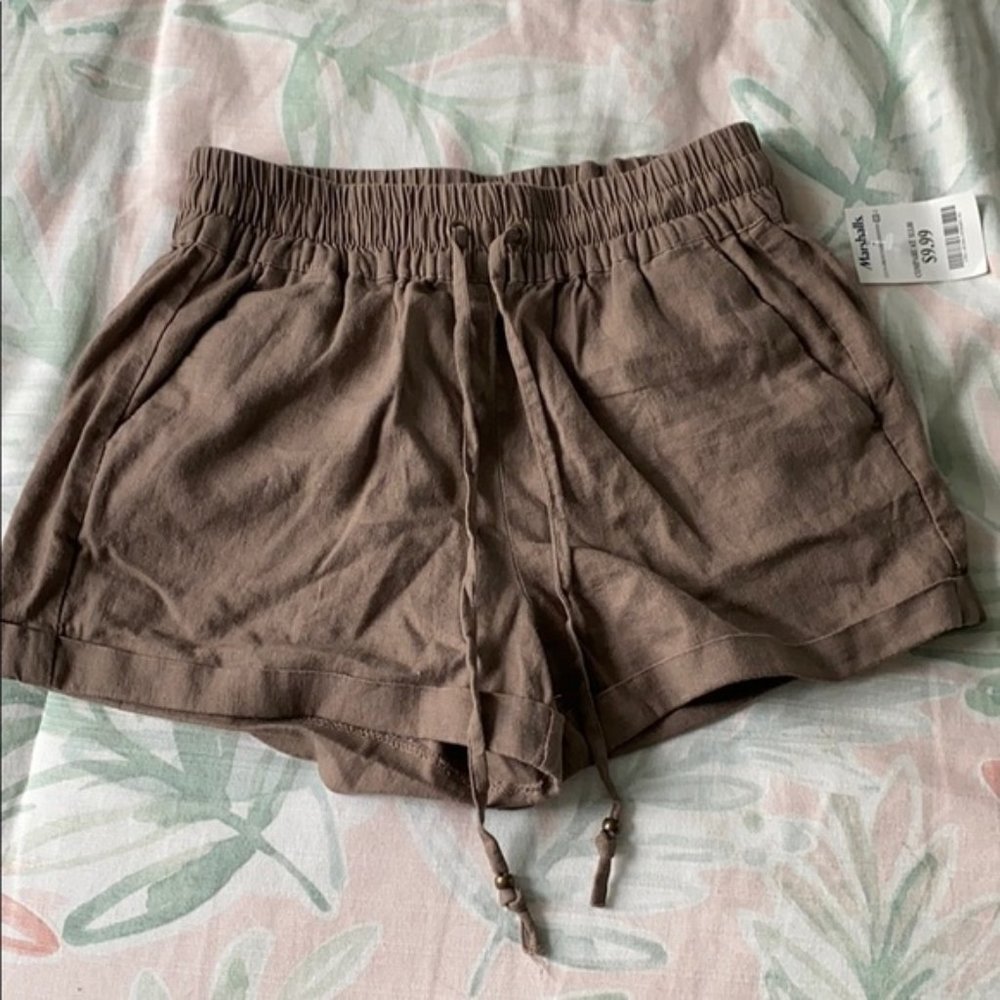 Brown Linen Shorts